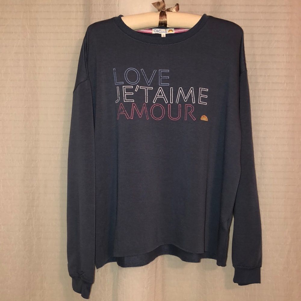 C&C California L Indigo Oversized Relaxed Fit Lounge Top Sweatshirt